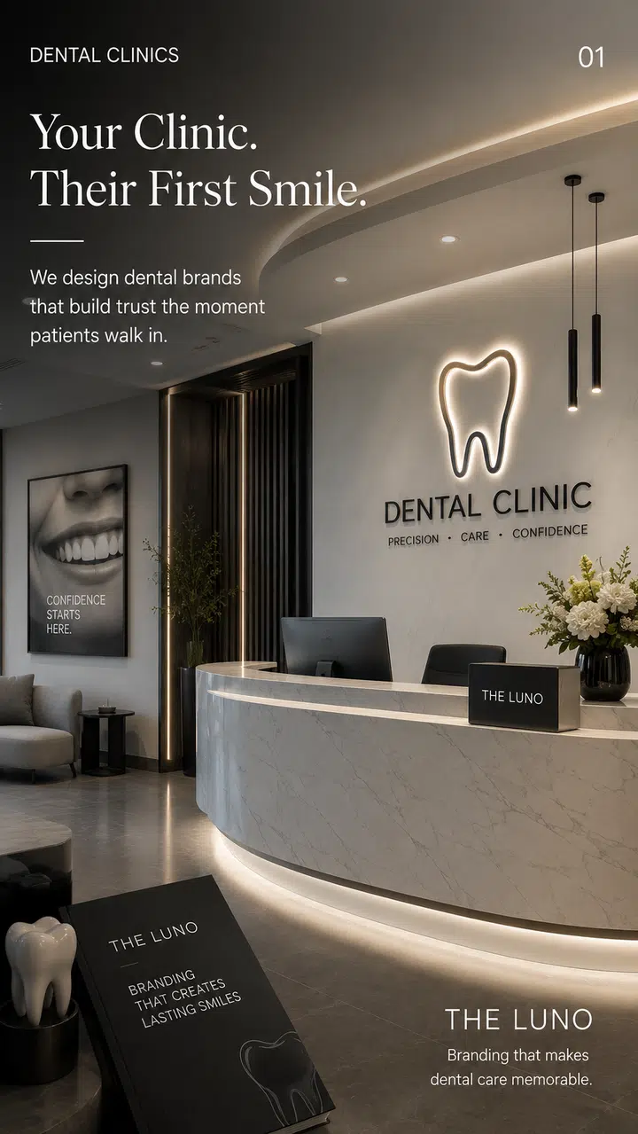 A sleek modern photorealistic dental clinic mark