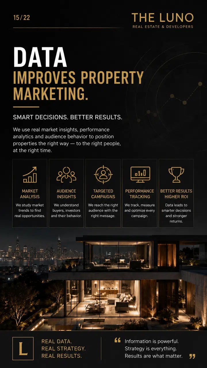 A vertical high end real estate marketing poster