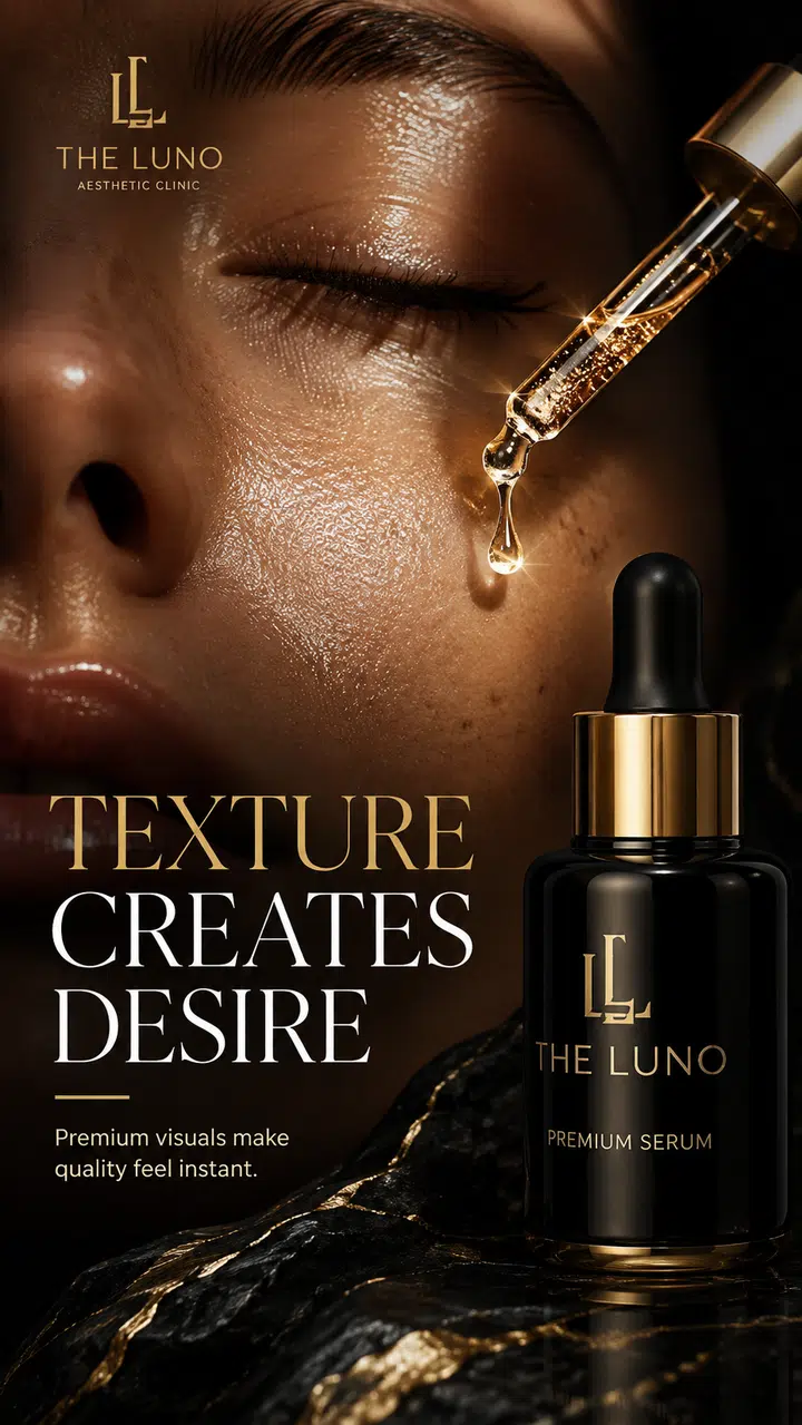 Luxe golden serum beauty advertisement