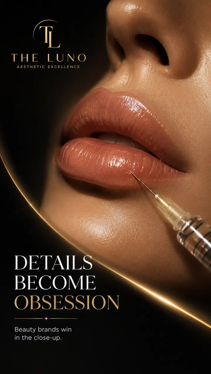 Aesthetics, Botox & Beauty — Luxury lip gloss aesthetic poster