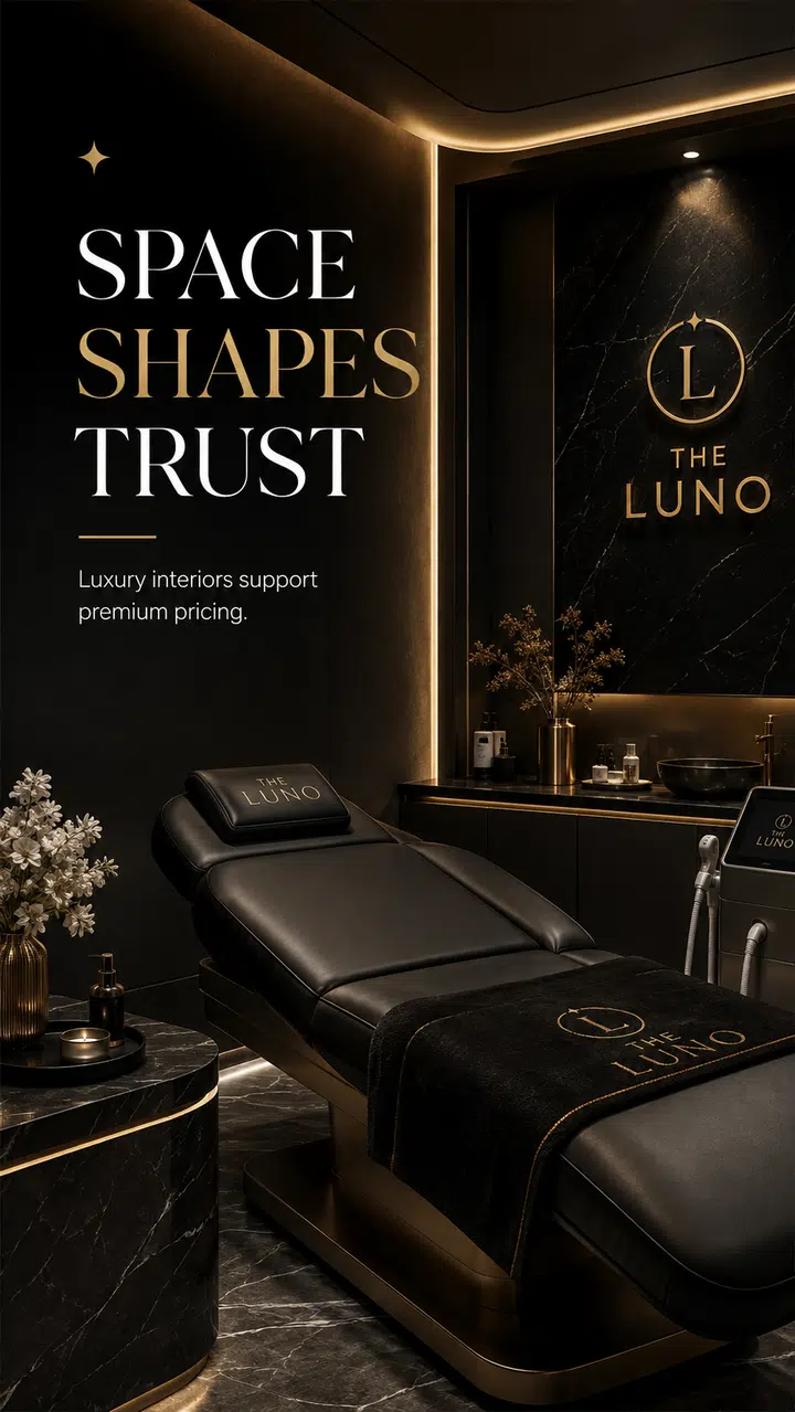Luxury spa interior in black and gold