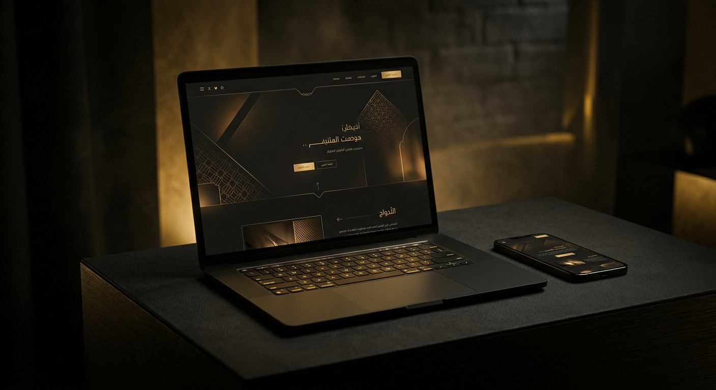 Laptop and phone showing a dark luxury website